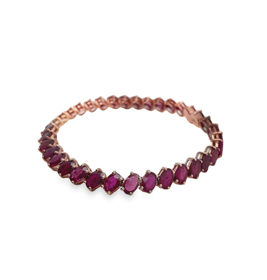 16.74ct Natural Rubies set with 14K Pink Gold Bracelet