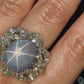 19.82ct NATURAL NOT-HEATED BURMA STAR SAPPHIRE and 4.01ct NATURAL DIAMONDS set in 18K White Gold Ring