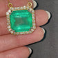 26.53ct NATURAL COLOMBIA EMERALD accented by 1.40ct NATURAL DIAMONDS set in 18K Yellow Gold Necklace with Pendant