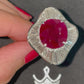 9.39ct NATURAL BURMA RUBY accented by 3.93ct NATURAL DIAMONDS set with Platinum Ring