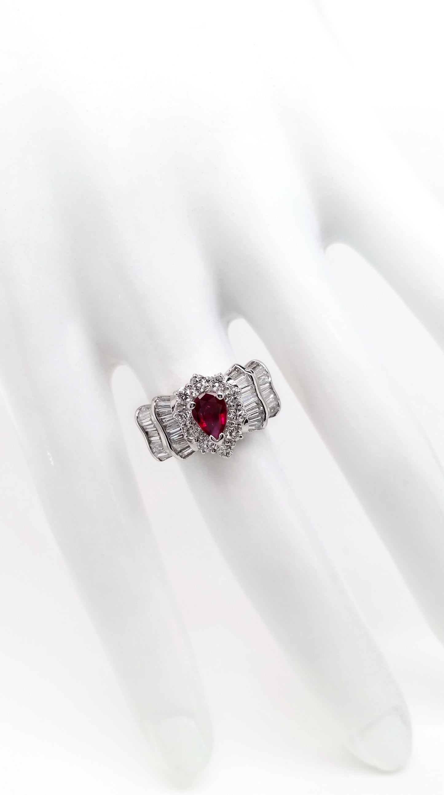 0.47ct NATURAL RUBY accented by 1.49ct NATURAL DIAMONDS set with Platinum Ring - SALE