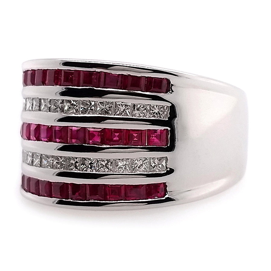 2.17ct NATURAL BURMA RUBIES and 0.59ct NATURAL DIAMONDS Ring set with 18K White Gold - SALE.