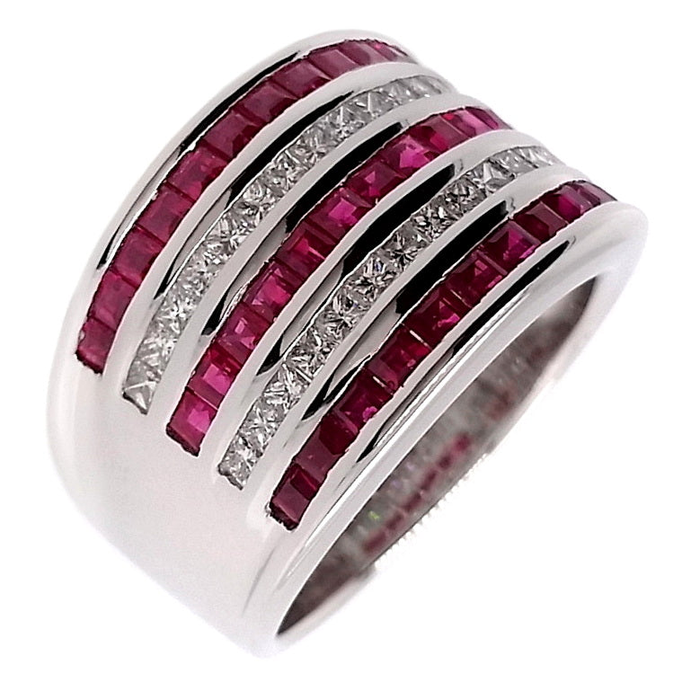 2.17ct NATURAL BURMA RUBIES and 0.59ct NATURAL DIAMONDS Ring set with 18K White Gold - SALE.