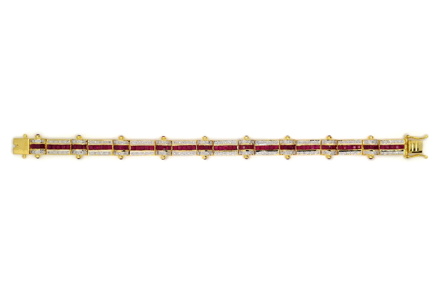 8.70ct NATURAL RUBIES and 0.72ct NATURAL DIAMONDS Bracelet set with 18K Yellow & White Gold.