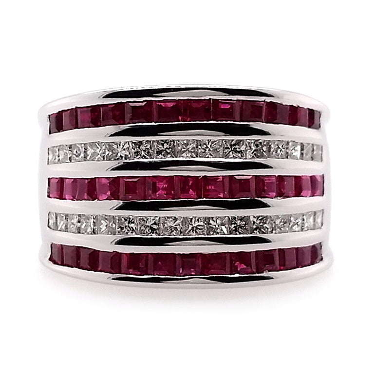2.17ct NATURAL BURMA RUBIES and 0.59ct NATURAL DIAMONDS Ring set with 18K White Gold - SALE.